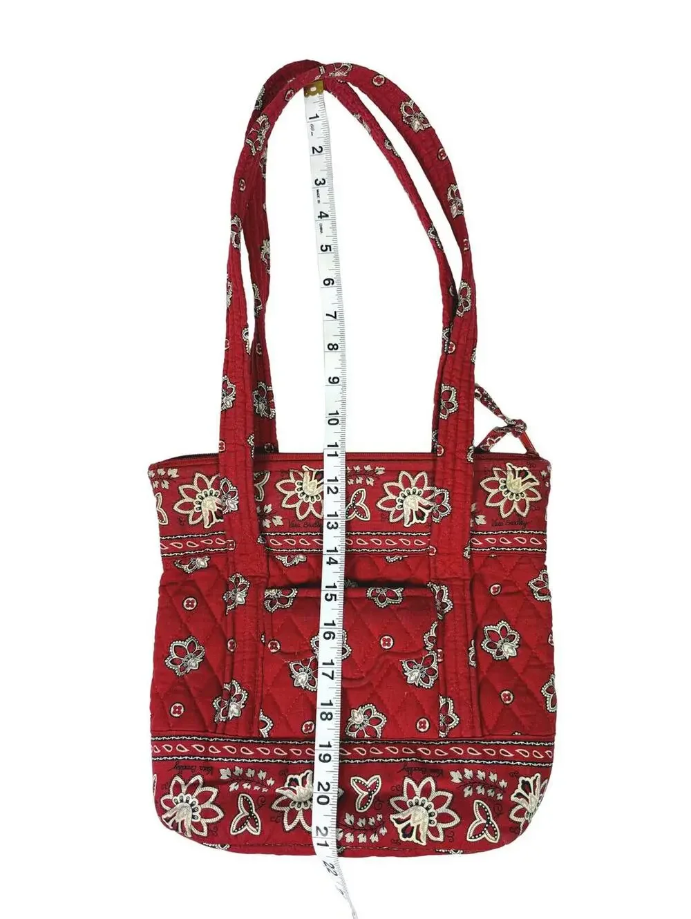 Retired Vera Bradley Red Bandana Print Quilted Tote Bag Y2K